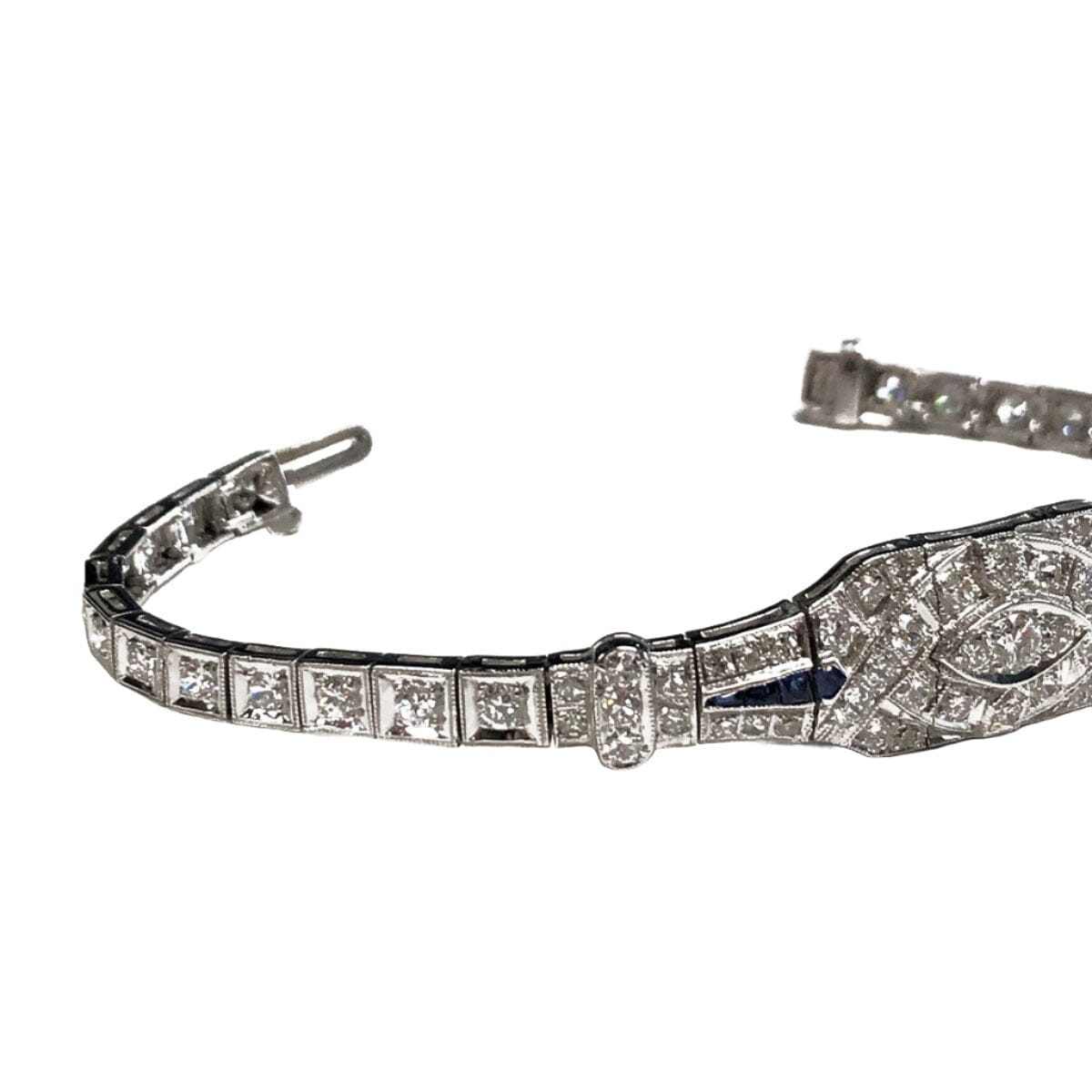 Great Lakes Coin Art Deco Platinum Diamond &amp; Sapphire Bracelet