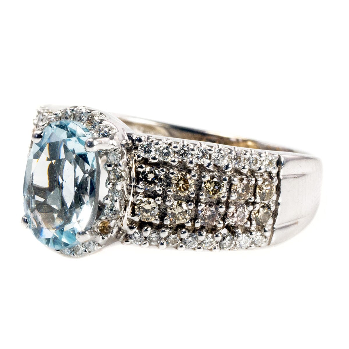 Great Lakes Boutique Le Vian 14 k White Gold Diamond &amp; Aquamarine Ring