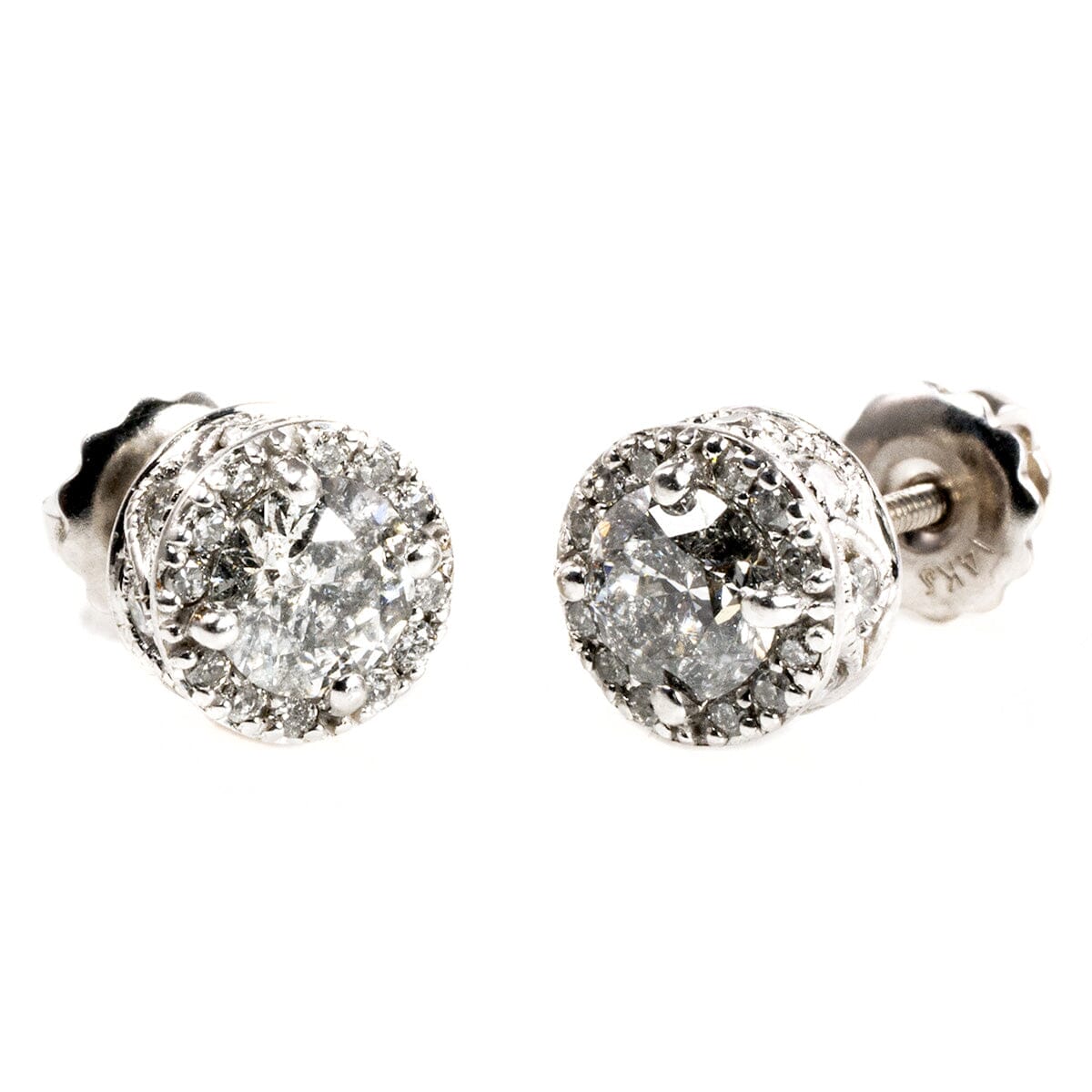 Great Lakes Boutique 10 k White Gold Diamond Halo Earrings