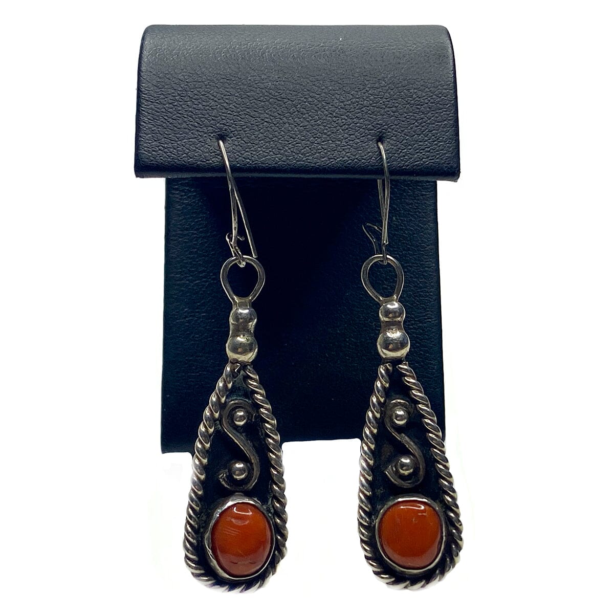 Great Lakes Boutique Native American Silver &amp; Coral Dangle Earrings