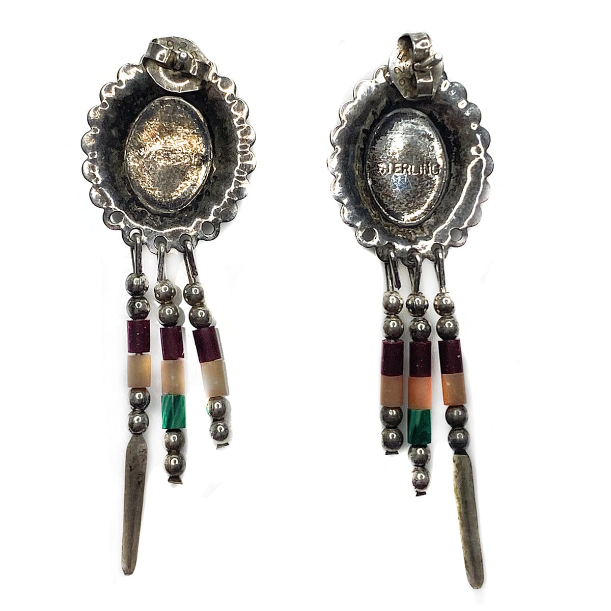 Great Lakes Boutique Handmade Silver Native American Mosaic Earrings
