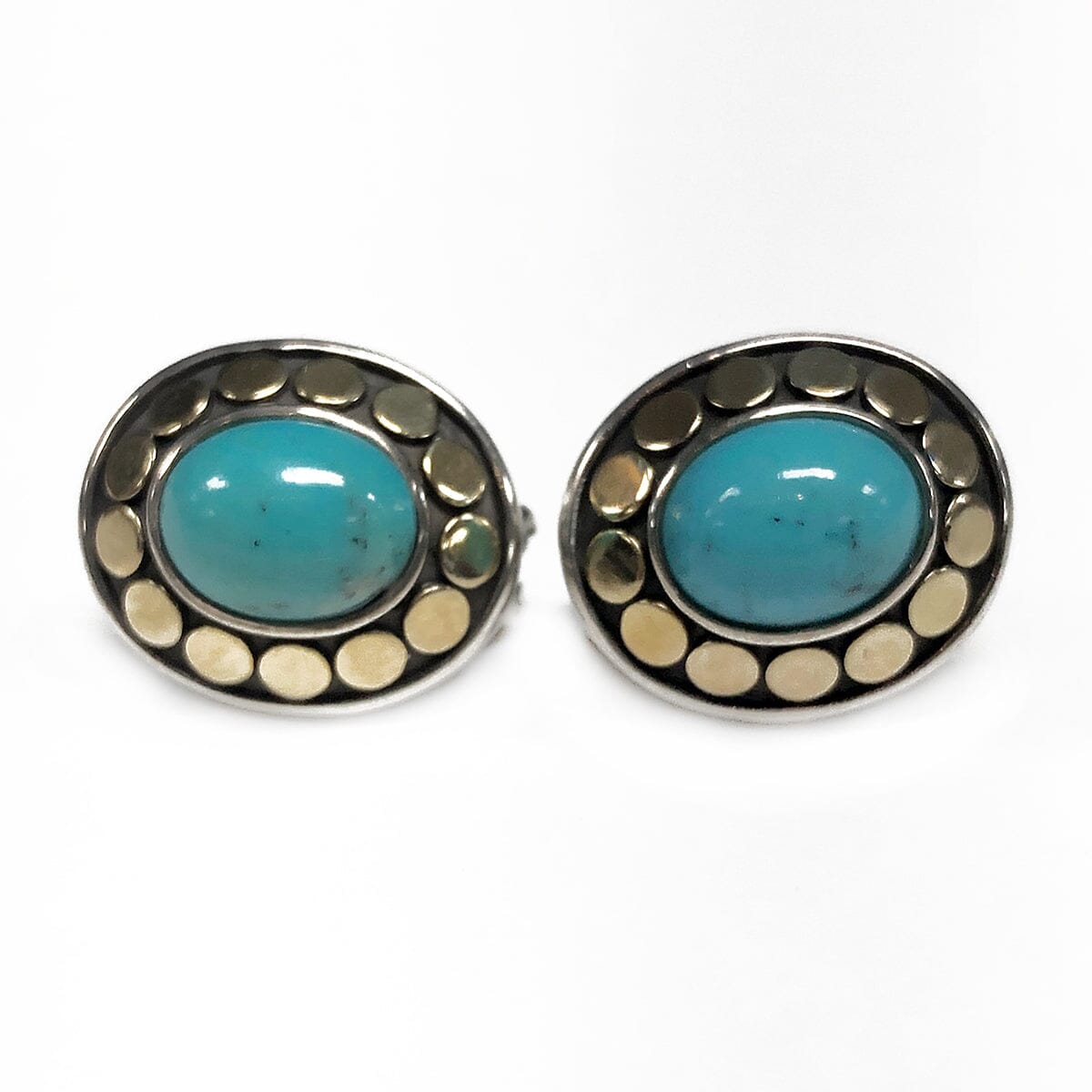 Great Lakes Coin John Hardy Silver &amp; 18 k Turquoise Dot Earrings