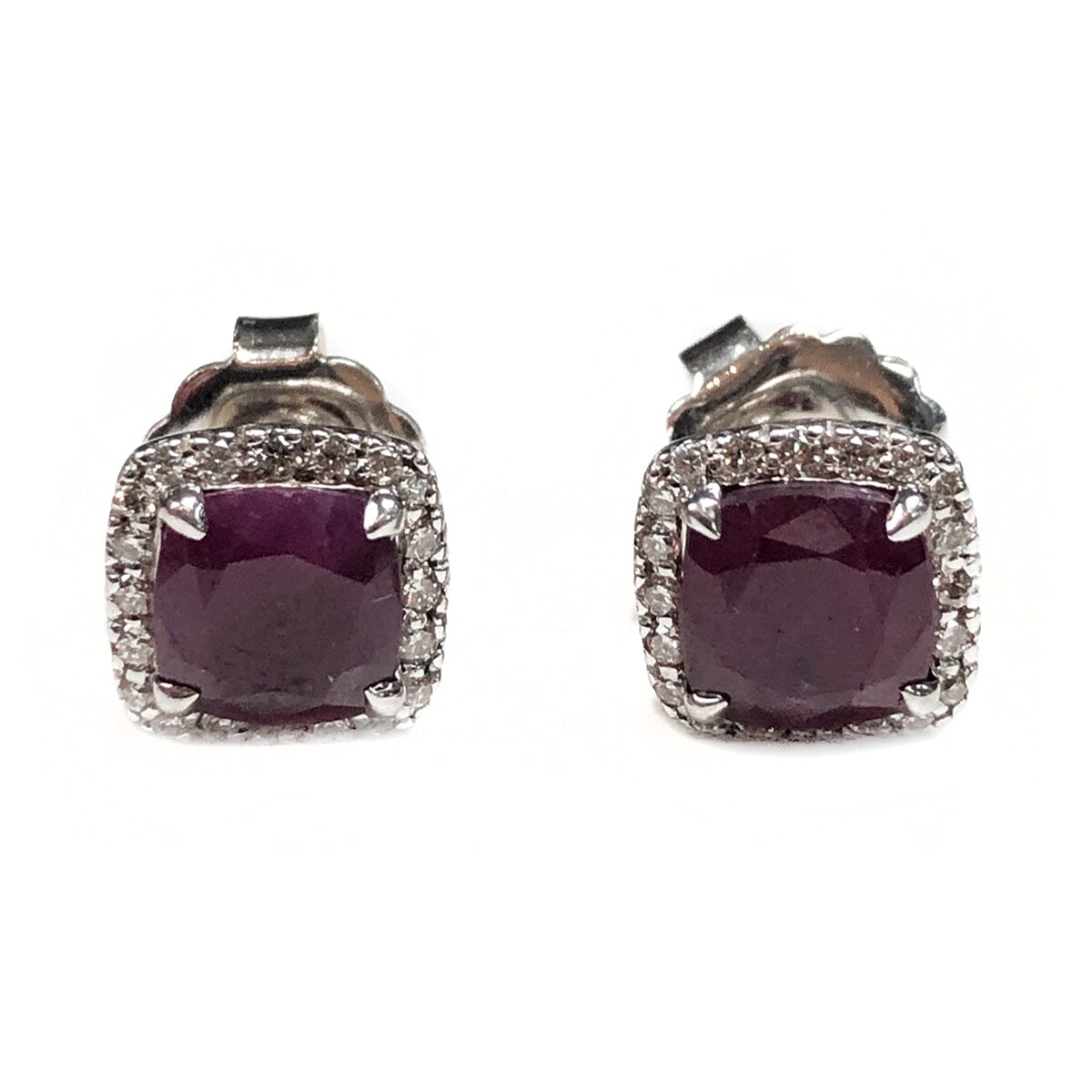 Great Lakes Coin John Hardy Silver Classic Chain Magic Cut Indian Ruby & Diamond Stud Earrings