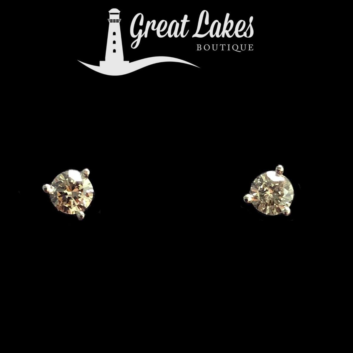 Great Lakes Boutique White Gold Champagne Diamond Studs