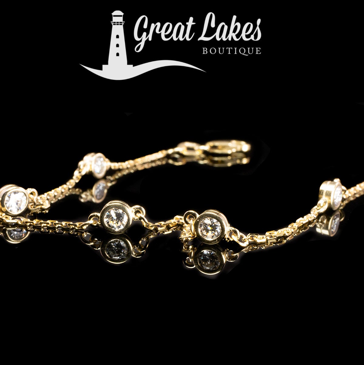 Great Lakes Boutique Yellow Gold &amp; Bezel Set Diamond Bracelet
