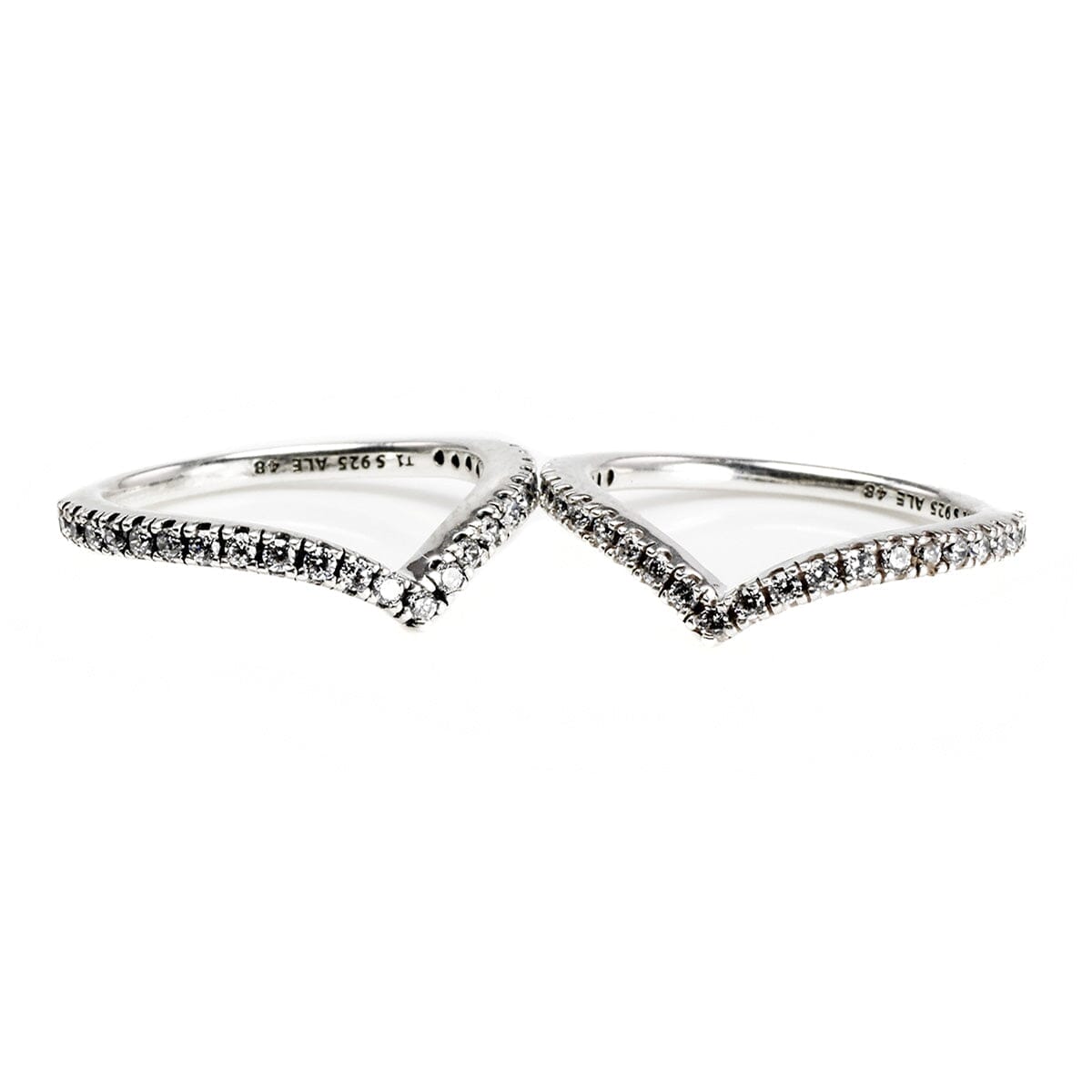 Great Lakes Boutique Pandora Silver Sparkling Wishbone Rings