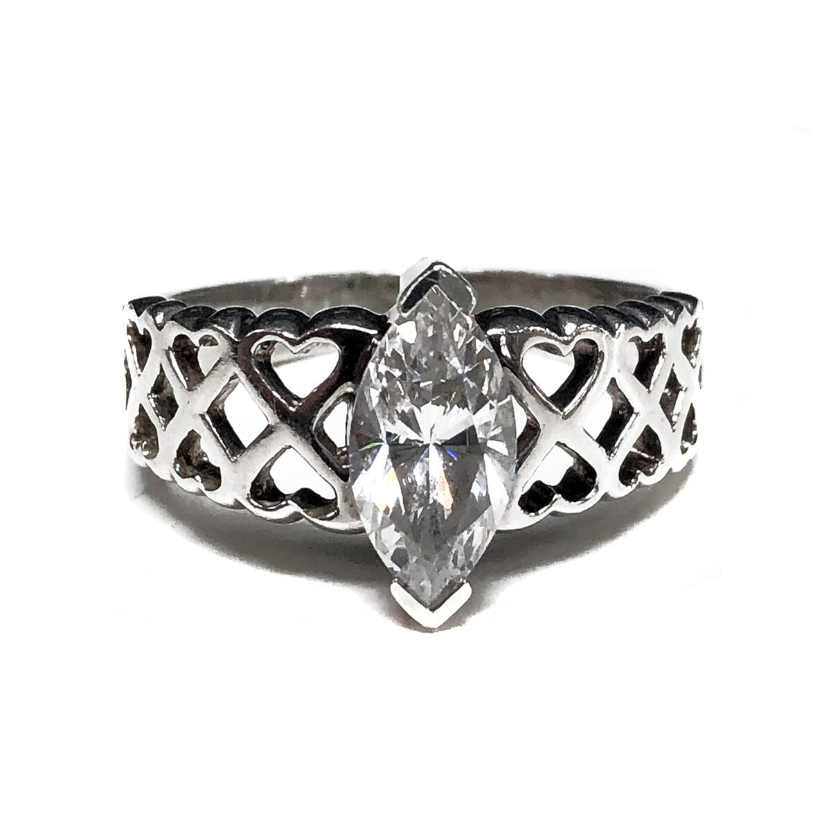 Great Lakes Coin Silver Cubic Zirconia Marquise Heart Ring
