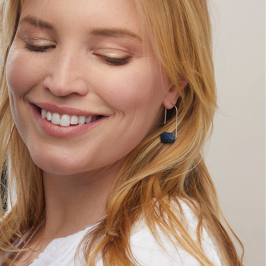 Scout Curated Wears Floating Stone Earring Lapis &amp; Silver