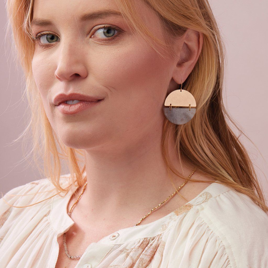 Scout Curated Wears Stone Full Moon Earring Howlite &amp; Gold