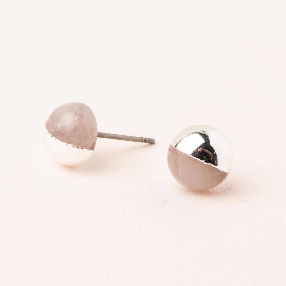 Scout Curated Wears Scout Dipped Stone Stud Rose Quartz / Silver (1764409835563)