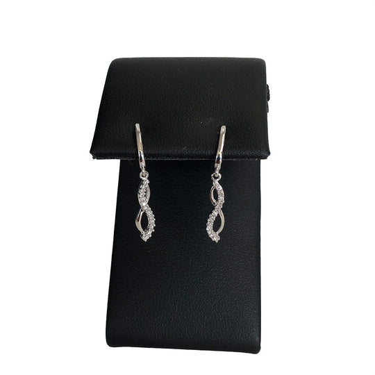 10k White Gold & Diamond Drop Earrings