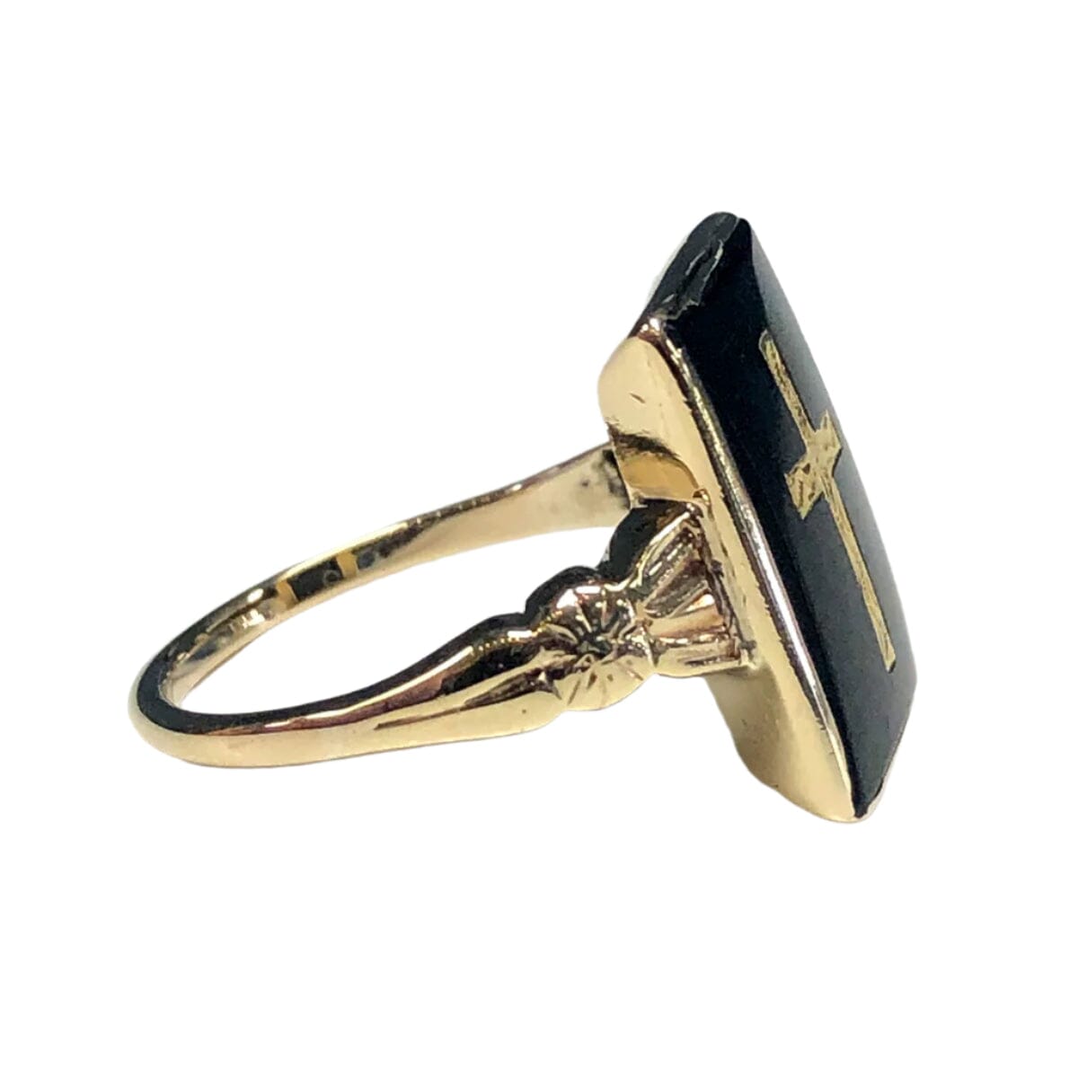 Great Lakes Coin 10k Gold &amp; Black Onyx Cross Ring