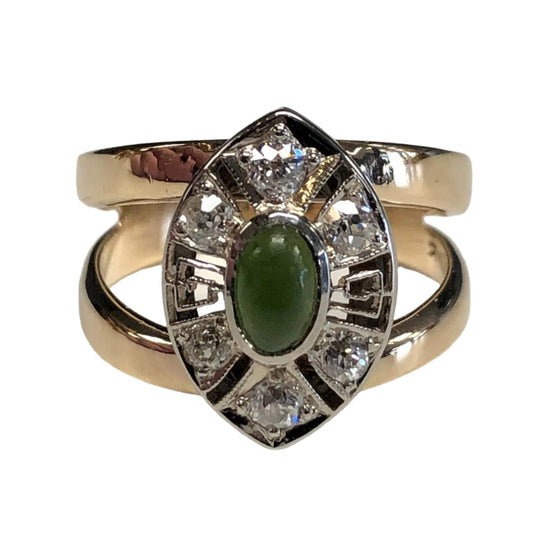 10k Gold Jade & Diamond Ring