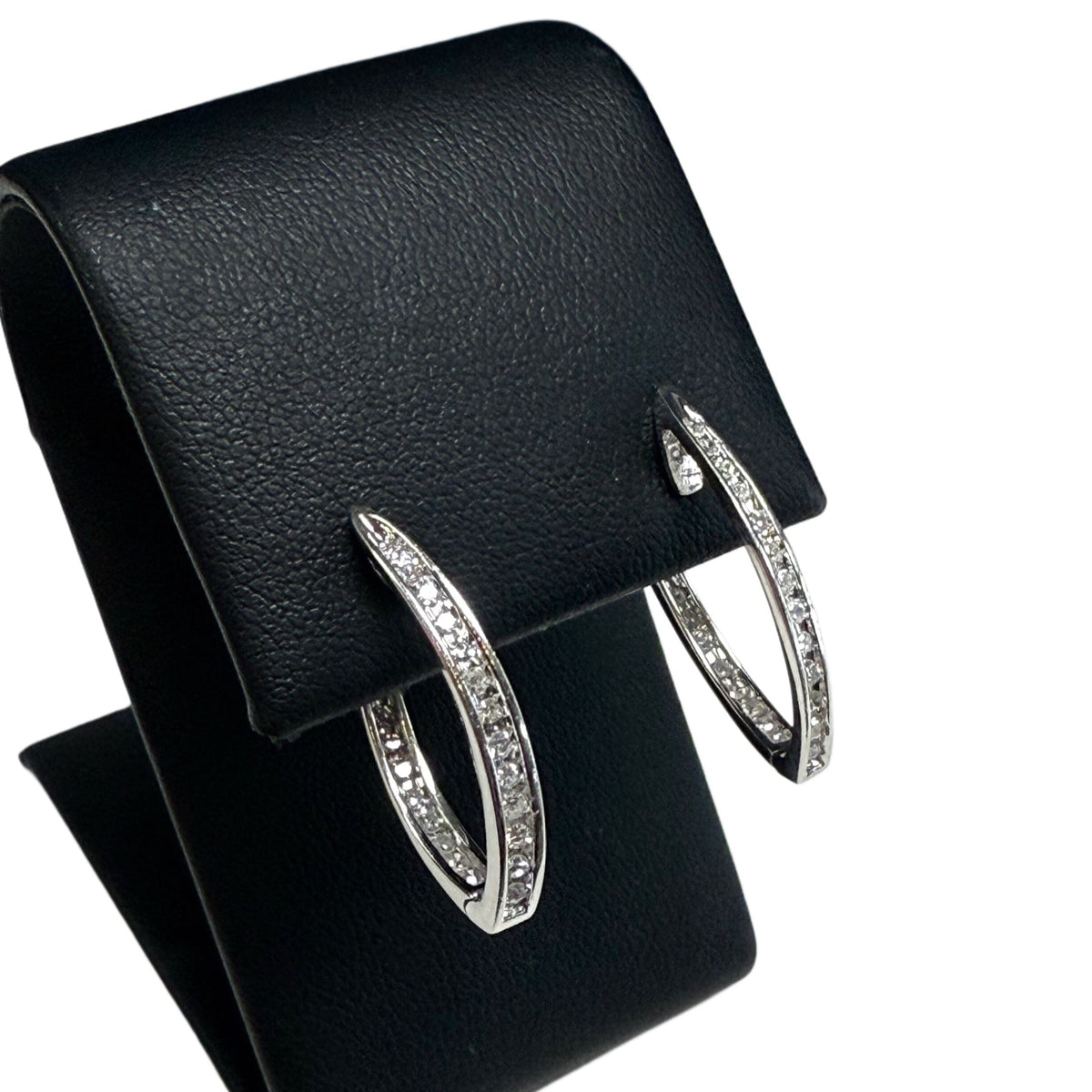 Great Lakes Coin 14k White Gold Inside Outside Diamond Hoop Earrings