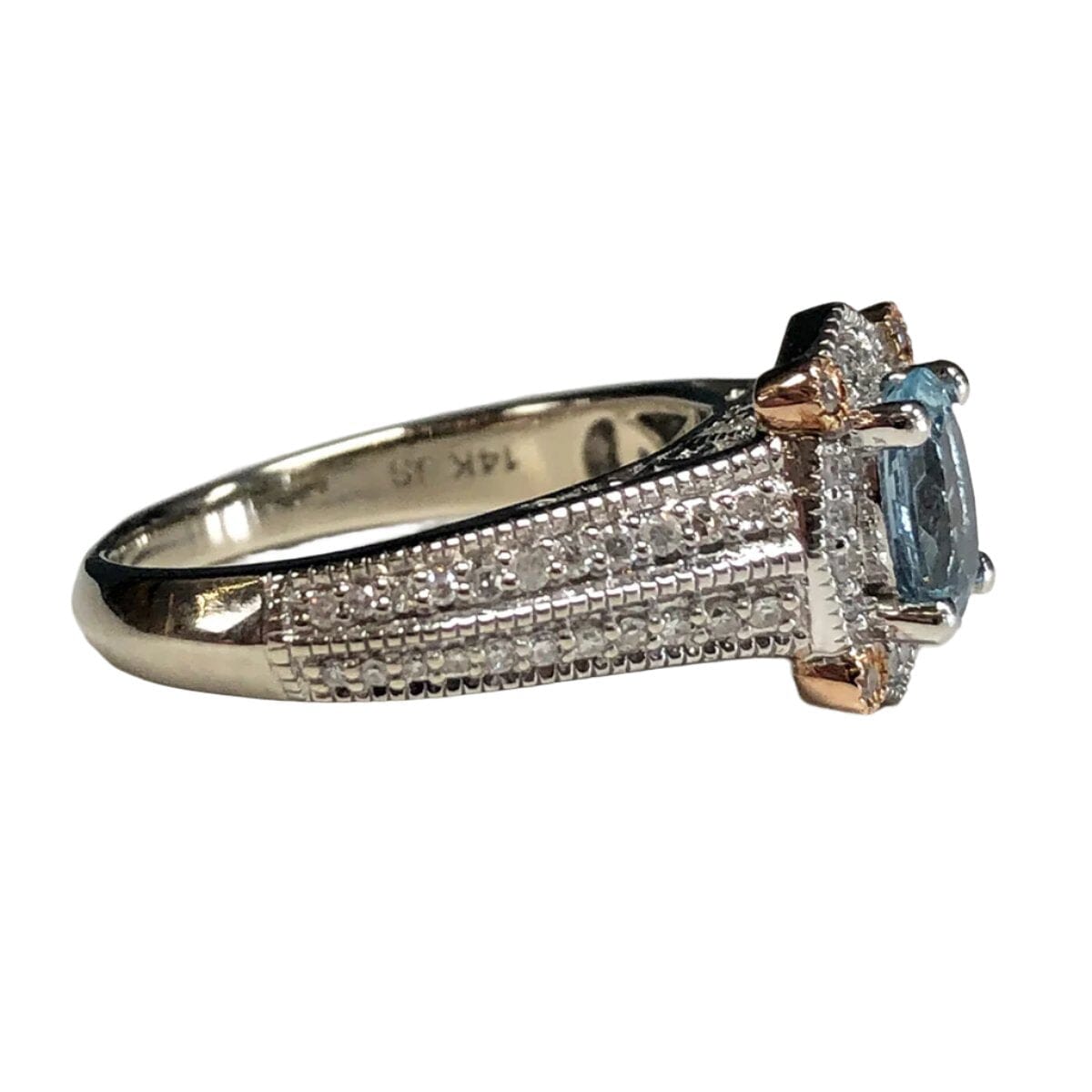 Great Lakes Coin 14k Gold Aqua Marine &amp; Diamond Ring