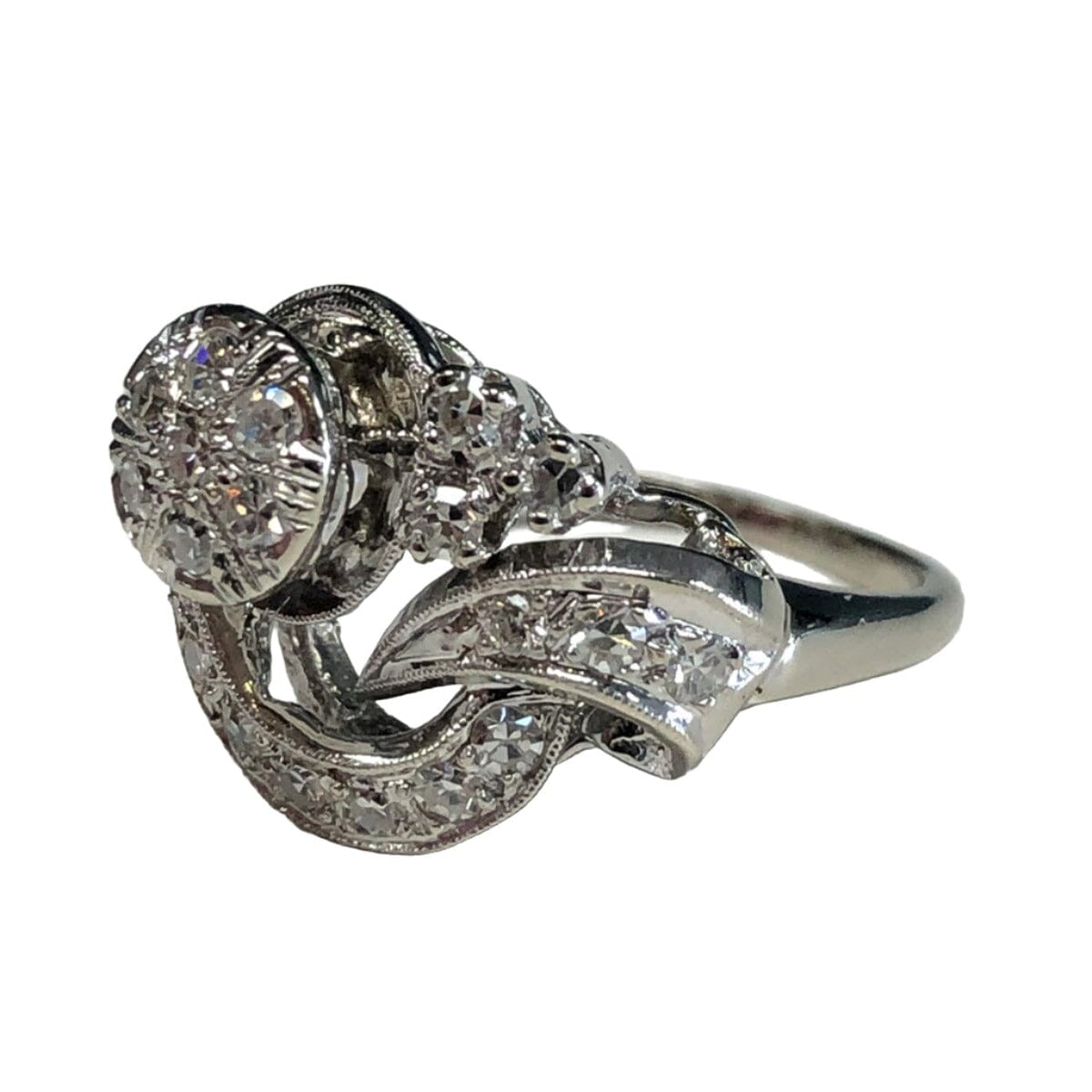 Great Lakes Coin 14k White Gold &amp; Diamond Cocktail Ring