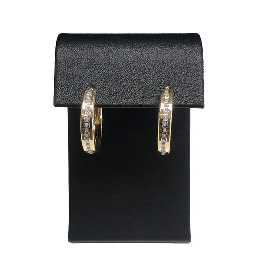 14k Gold & Diamond Chip Hoop Earrings