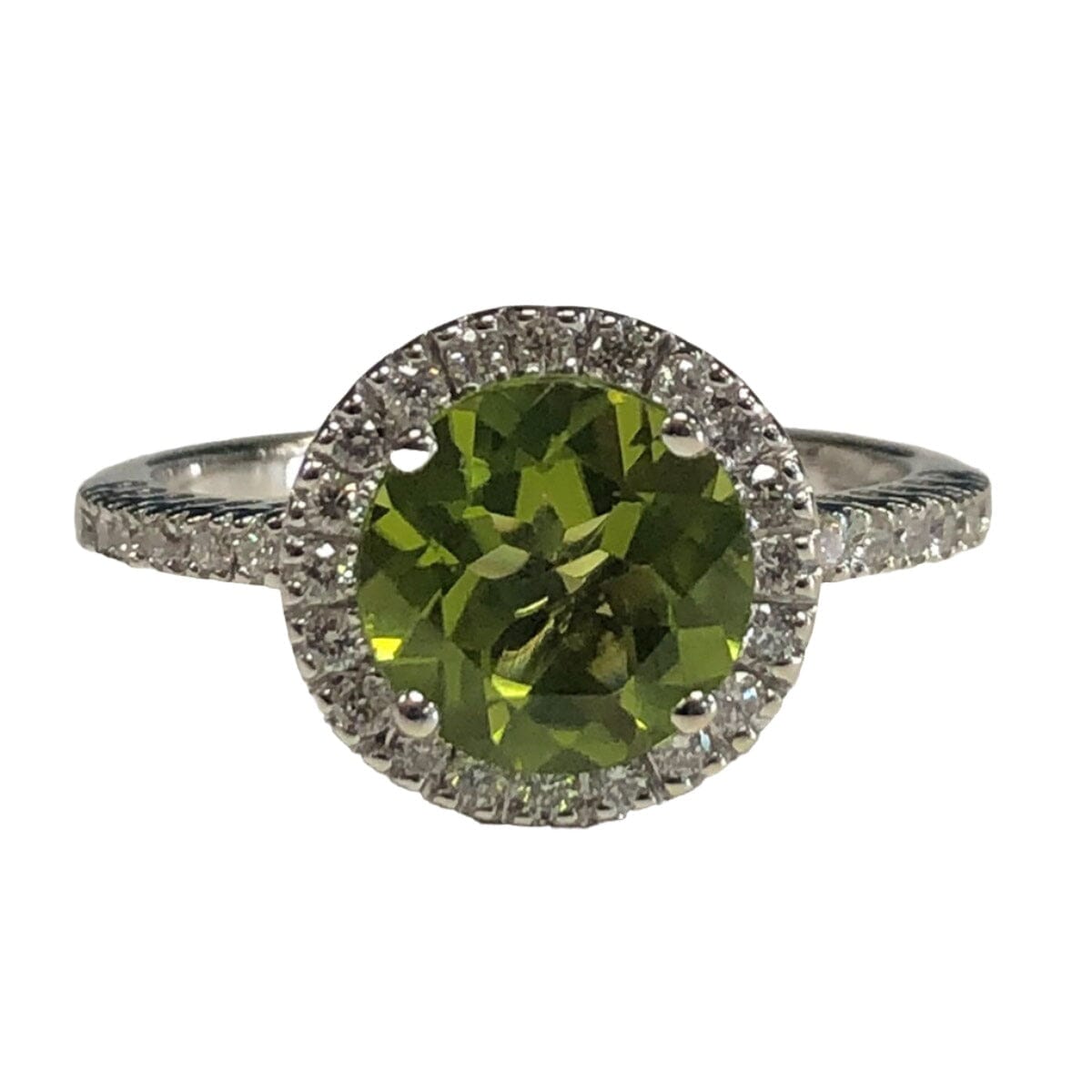 Great Lakes Coin 14k White Gold Peridot &amp; Diamond Ring