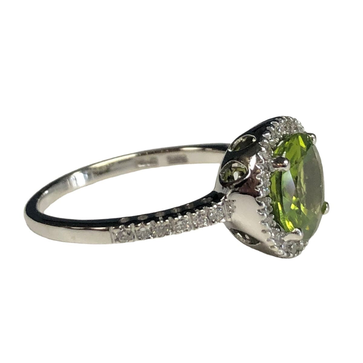 Great Lakes Coin 14k White Gold Peridot &amp; Diamond Ring