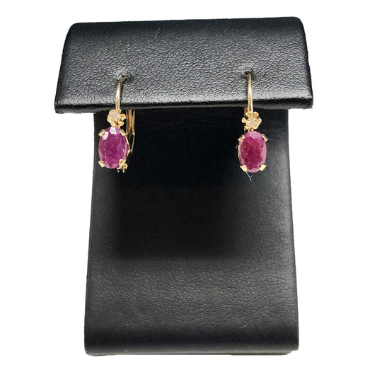 14k Gold Ruby & Diamond Earrings