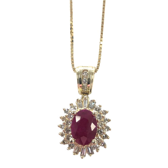 14k Gold Ruby & Diamond Necklace