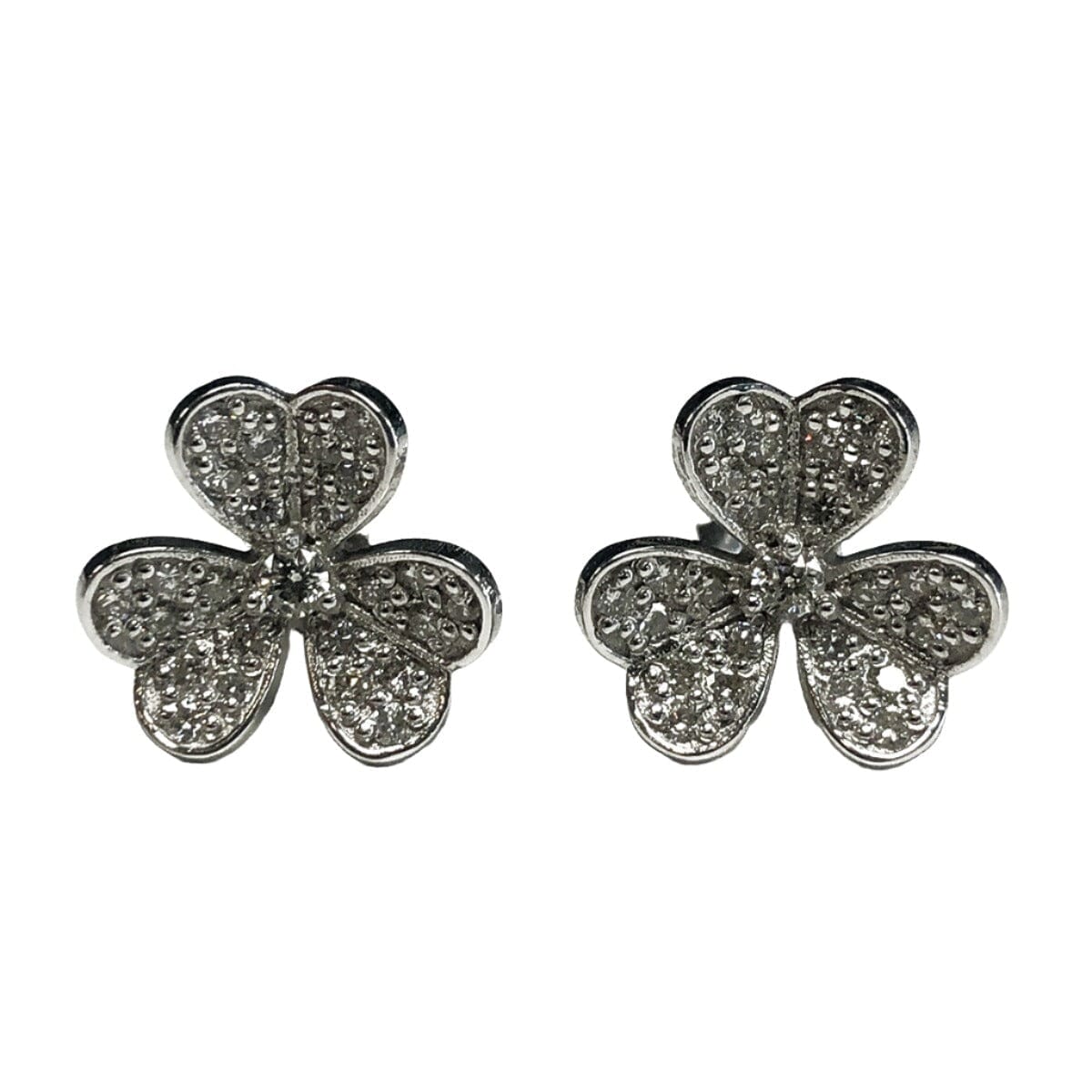Great Lakes Coin 14k White Gold Floral Diamond Stud Earrings