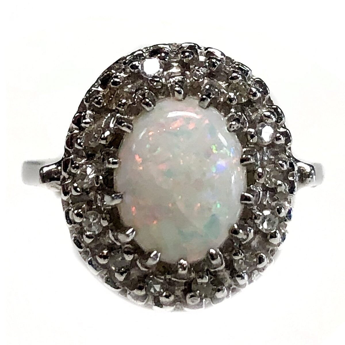 Great Lakes Coin 14k White Gold Opal &amp; Diamond Ring