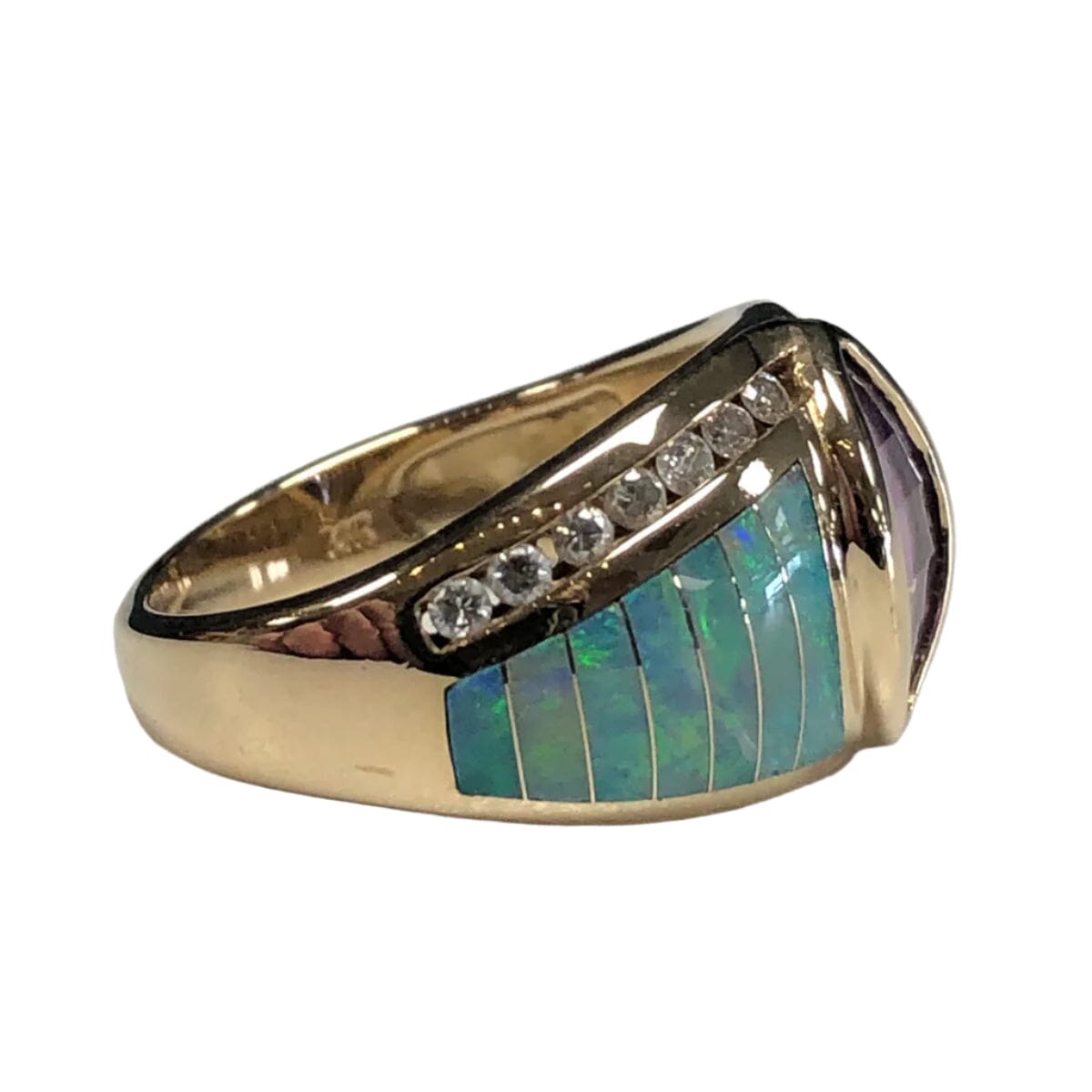 Great Lakes Coin 14k Gold Amethyst &amp; Opal Ring