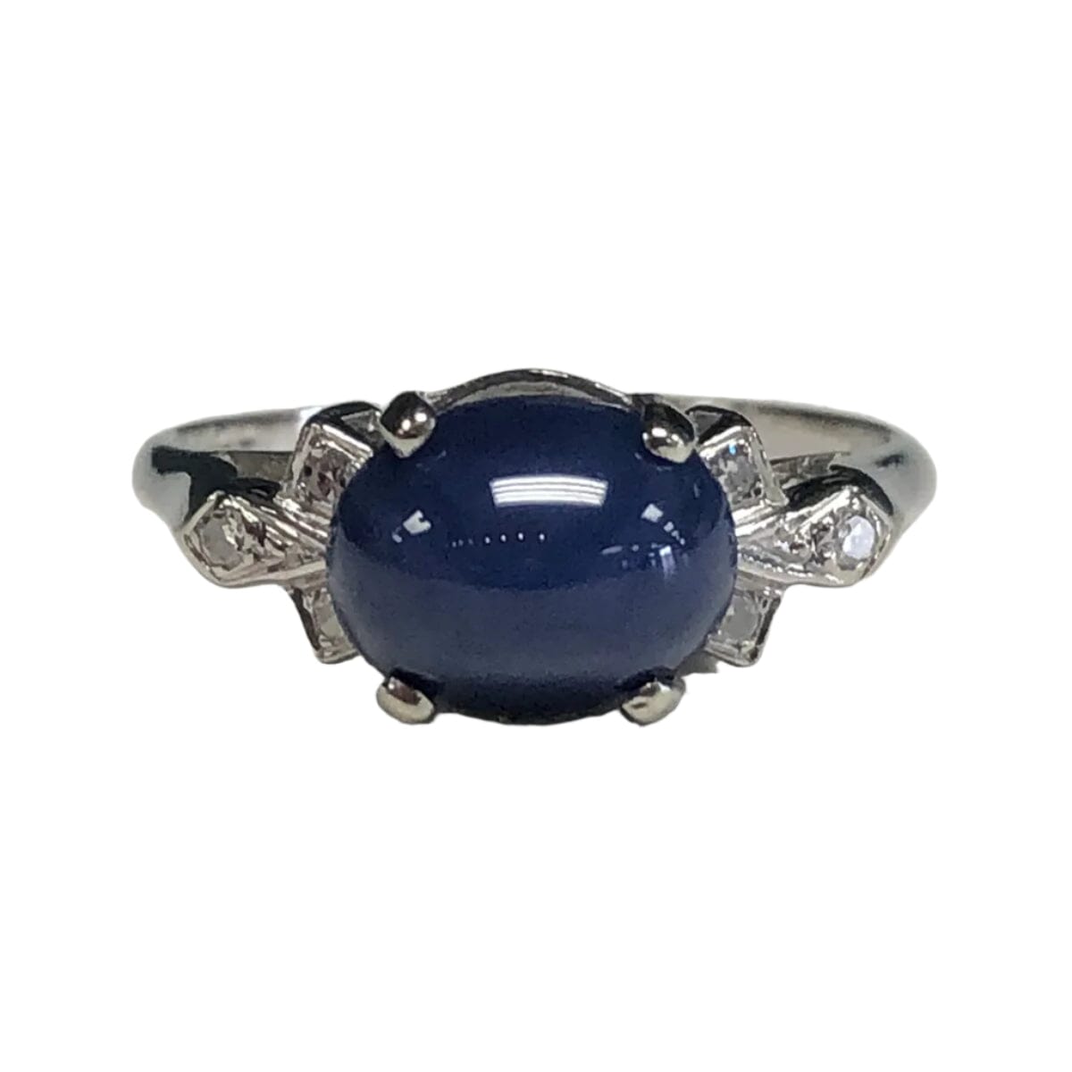 Great Lakes Coin 14k White Gold Star Sapphire and Diamond Ring