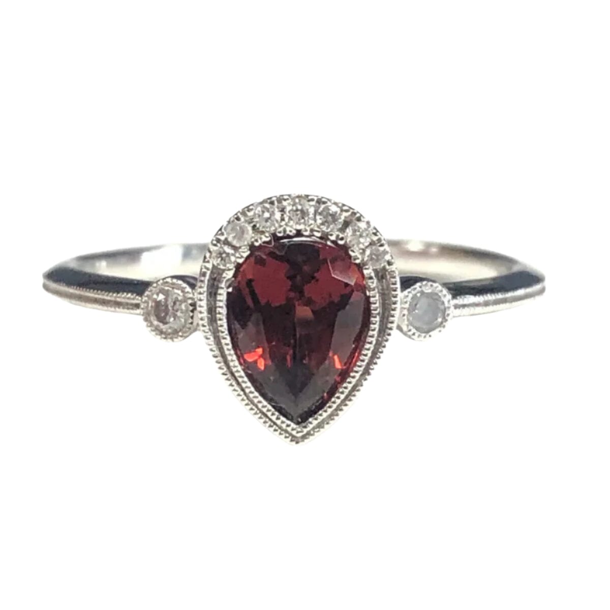Great Lakes Coin 14k White Gold Garnet &amp; Diamond Ring