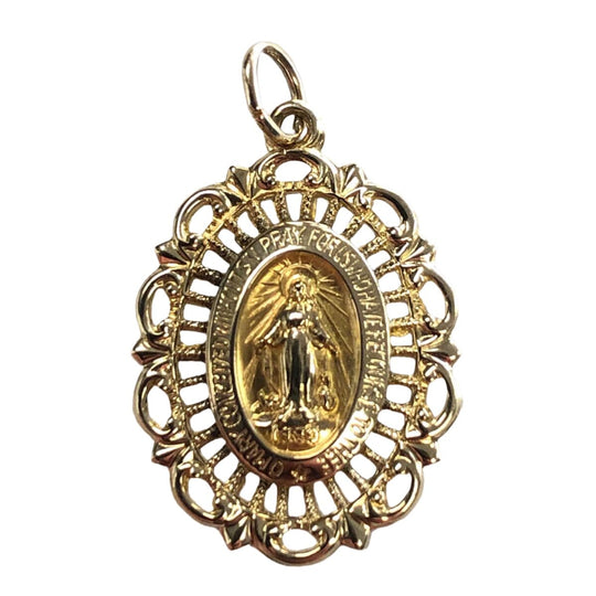 14k Gold Miraculous Medal Pendant