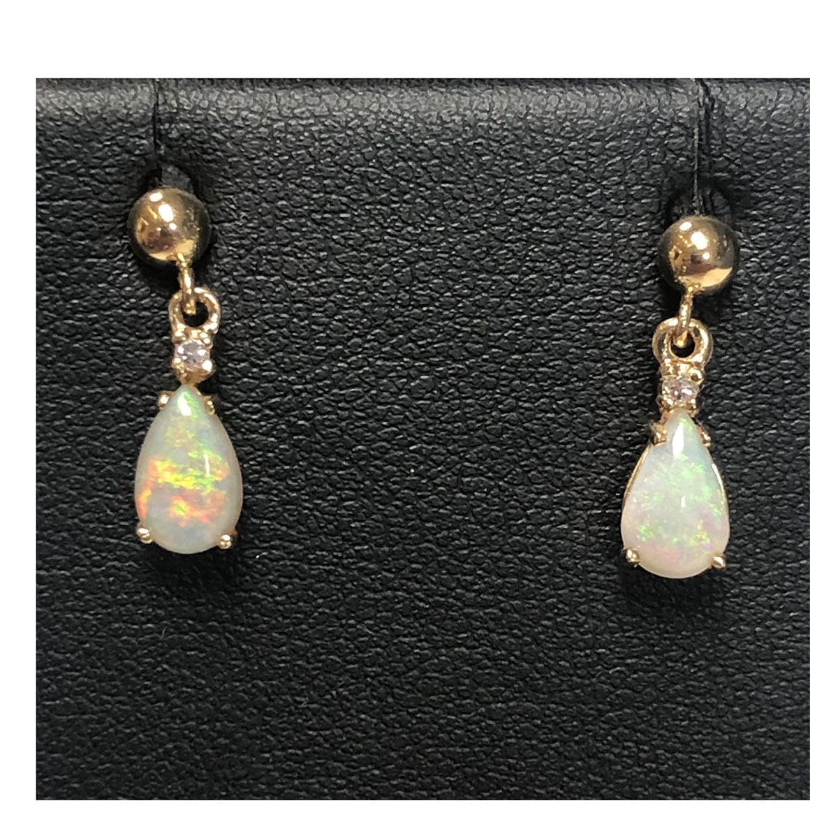 Great Lakes Coin 14k Gold Opal &amp; Diamond Drop Earrings