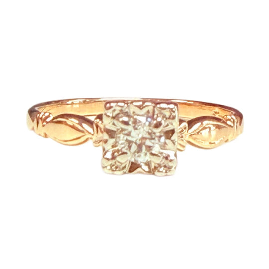 Vintage 14k Rose Gold & Diamond Ring