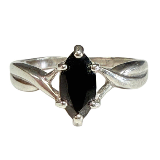 Silver & Black Quartz Ring