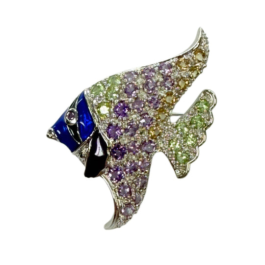 Silver & Cubic Zirconia Fish Pin