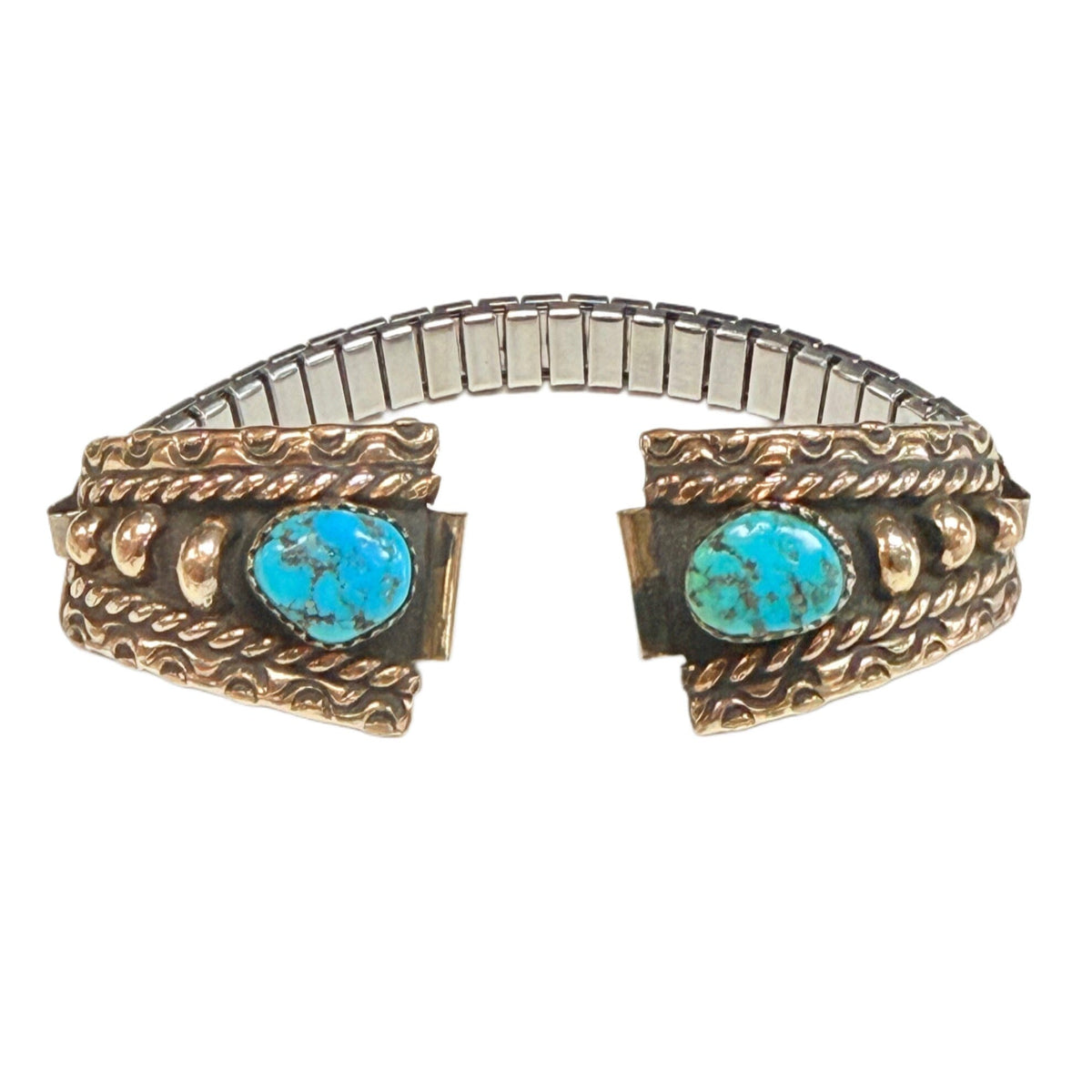 Great Lakes Coin Native American Silver Brass & Turquoise Watch Tips