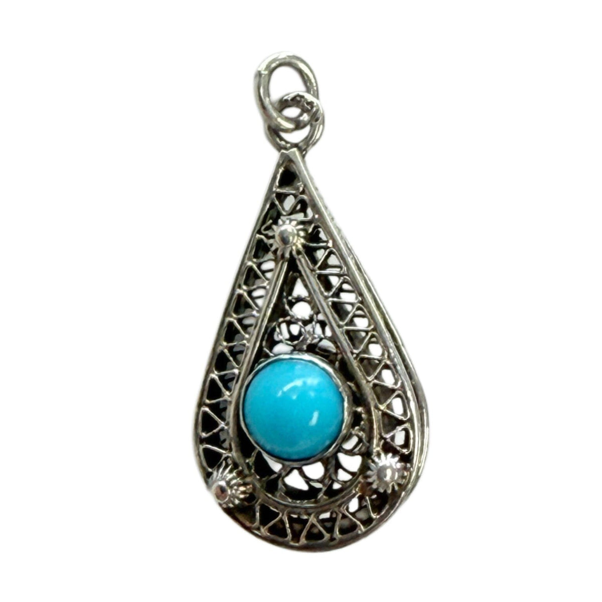 Great Lakes Coin Silver & Turquoise Pendant