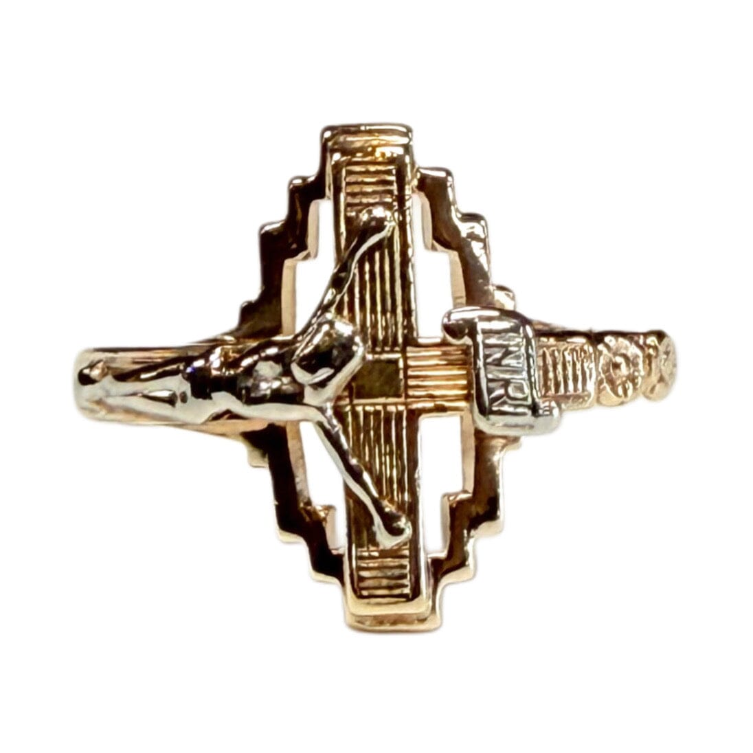 Great Lakes Coin 10k Two Tone Gold Crucifix Ring