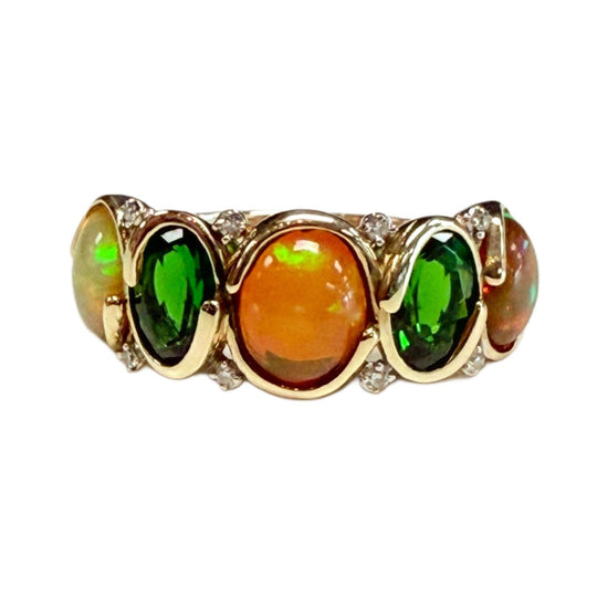 10k Opal Tourmaline & Diamond Ring