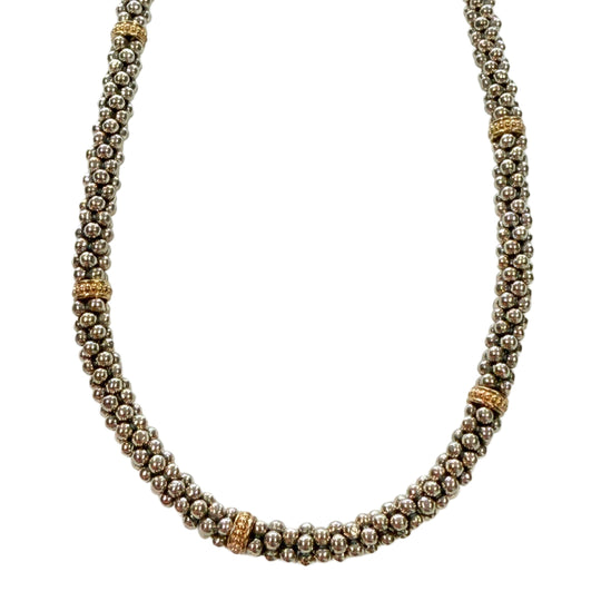 Lagos Silver & 18k Caviar Beaded Necklace
