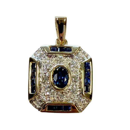 14k Sapphire & Diamond Pendant