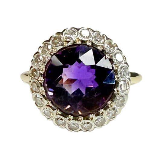 Vintage 14k Amethyst & Diamond Ring