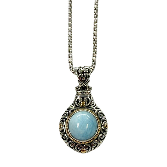 Silver Gold & Larimar Necklace