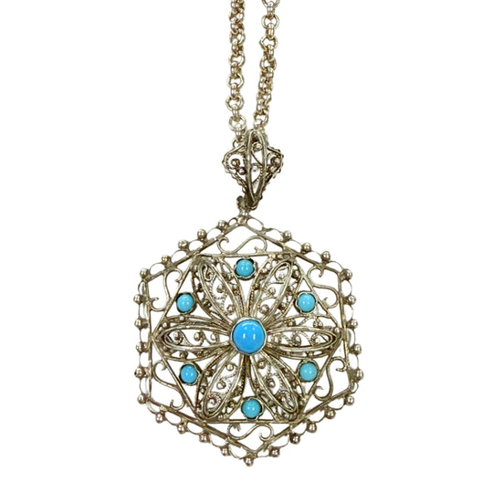Silver & Turquoise Ornate Necklace