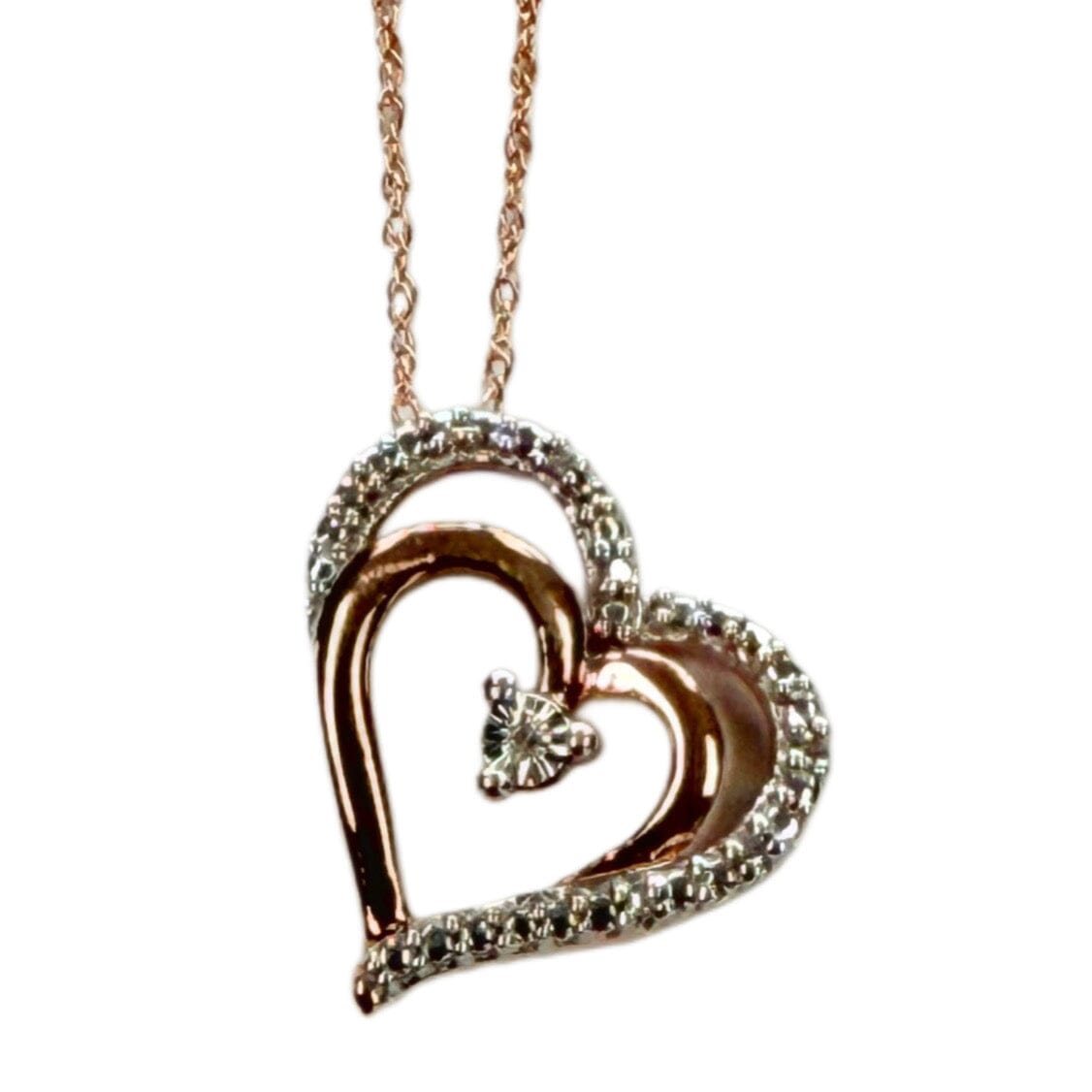 Great Lakes Coin 10k Rose Gold & Diamond Heart Necklace