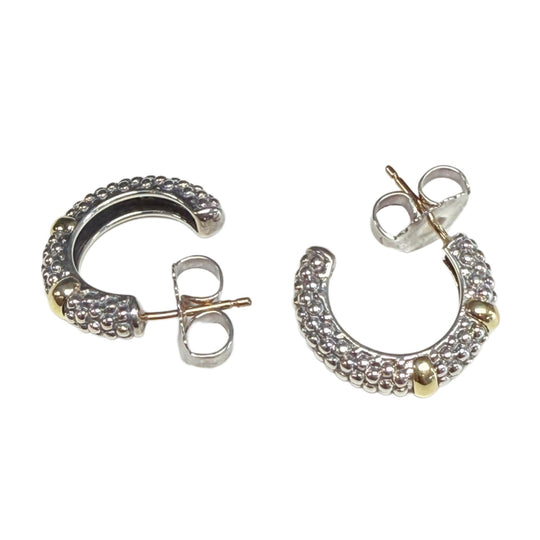 Lagos Silver & 18k Caviar Huggie Earrings