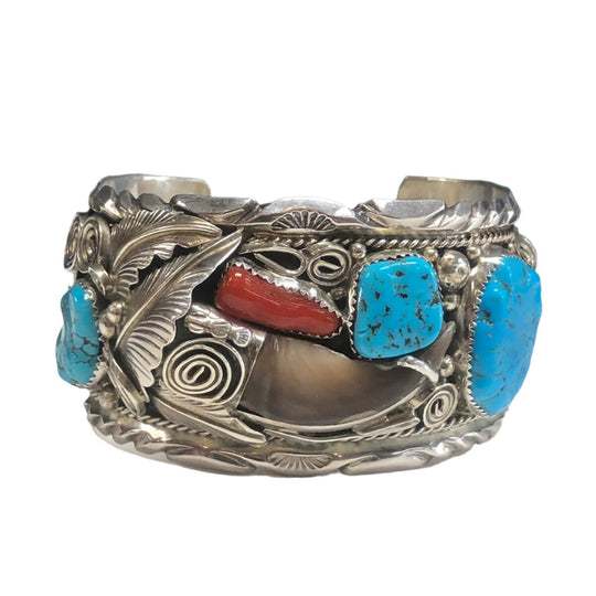 Mike Thomas Jr Navajo Silver Bear Claw Cuff