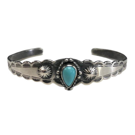 Native American Silver & Turquoise Bangle