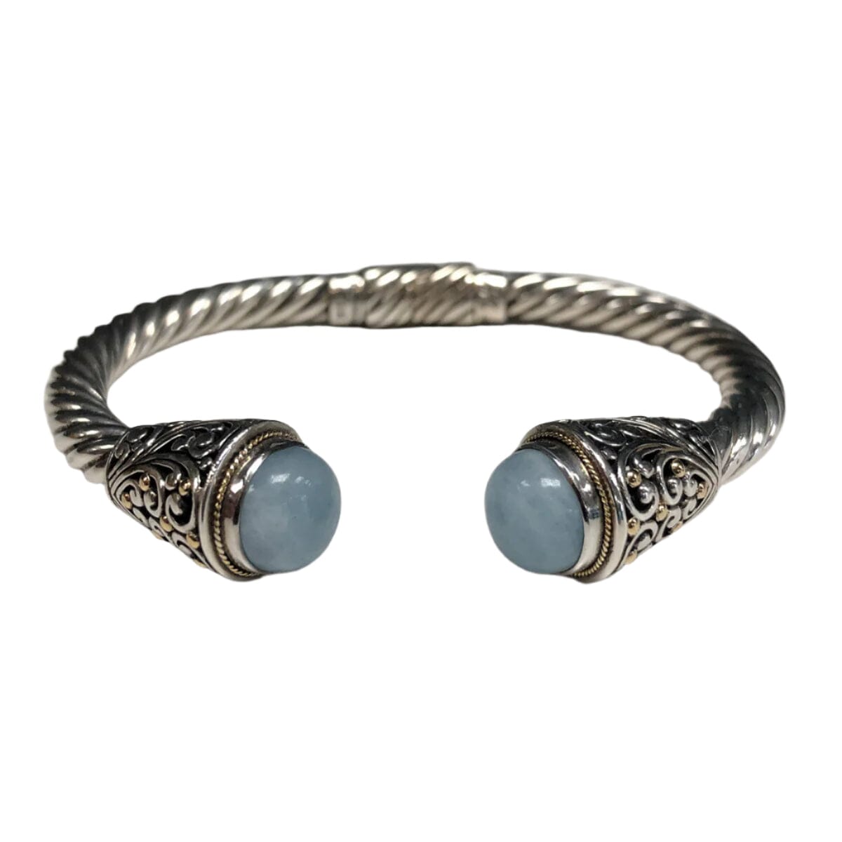 Great Lakes Coin Samuel B Benham Silver &amp; 18k Gold Chalcedony Bangle