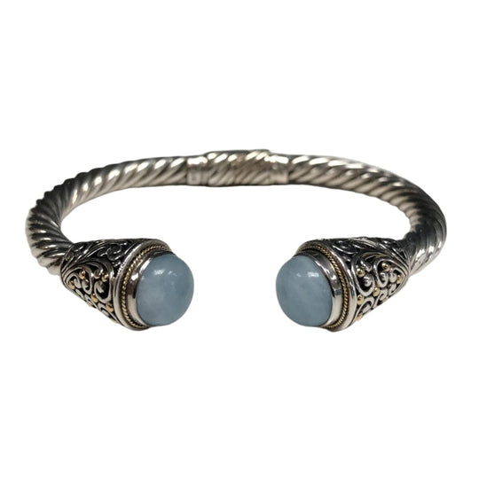 Samuel B Benham Silver & 18k Gold Chalcedony Bangle